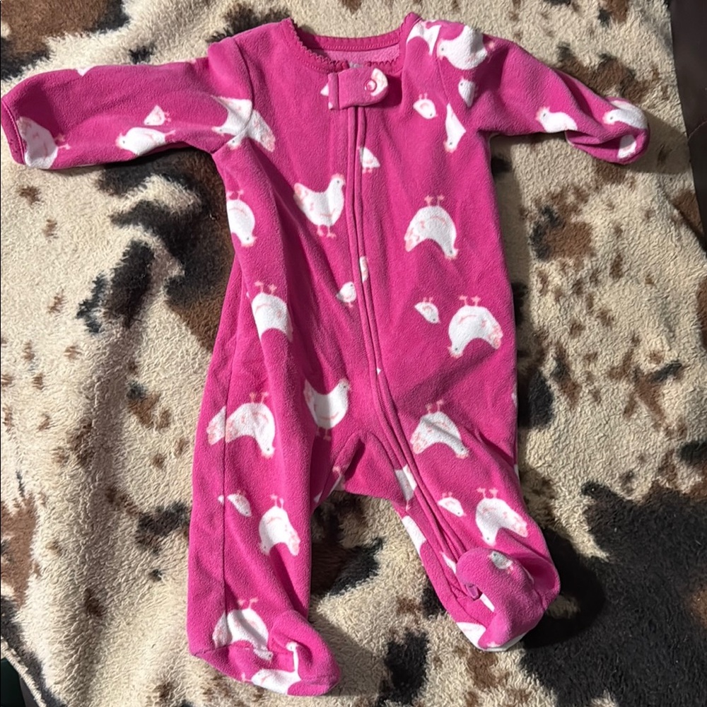 Carter's Pink Footie with White Animal Print